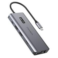 Choetech Hub-M26 Hub Multifunción 12 en 1 con Pantalla USB-C a 1xUSB-C, 4xUSB-A, 2xHDMI, 1xVGA, 1xAUX, Lector de Tarjetas de Memoria, Gris