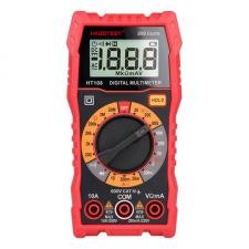 Medidor digital Habotest HT108L, Multímetro universal, Resistencias, Diodo, True RMS, Linterna LED, Rojo